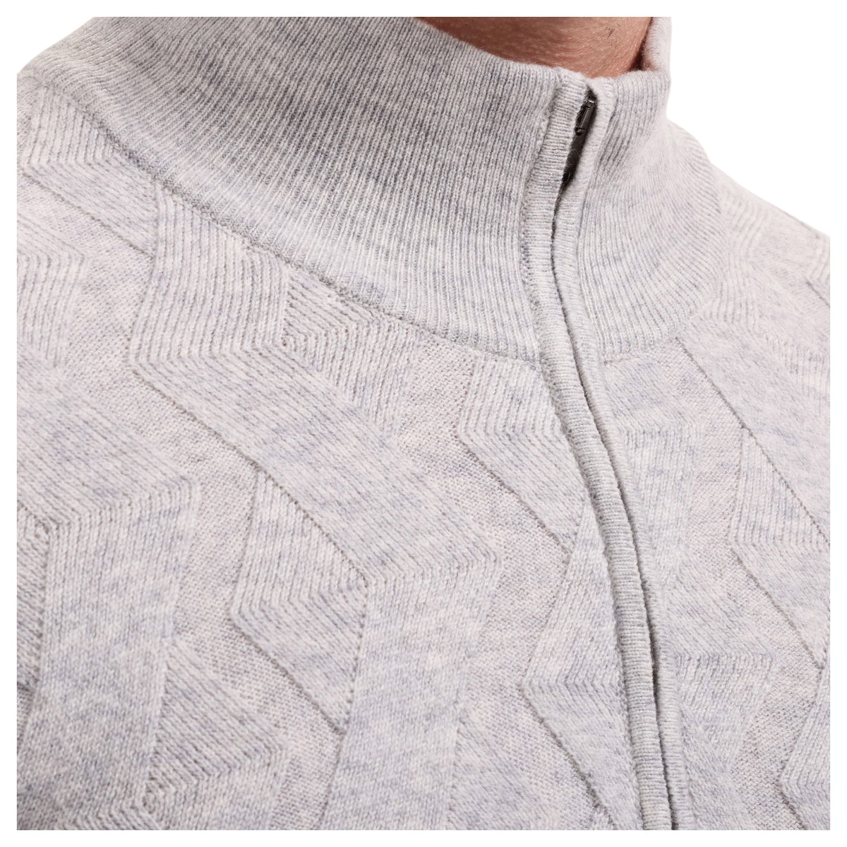 BUGATCHI Braided Chevron Wool-Cashmere Quarter-Zip Sweater KH7052HZ1
