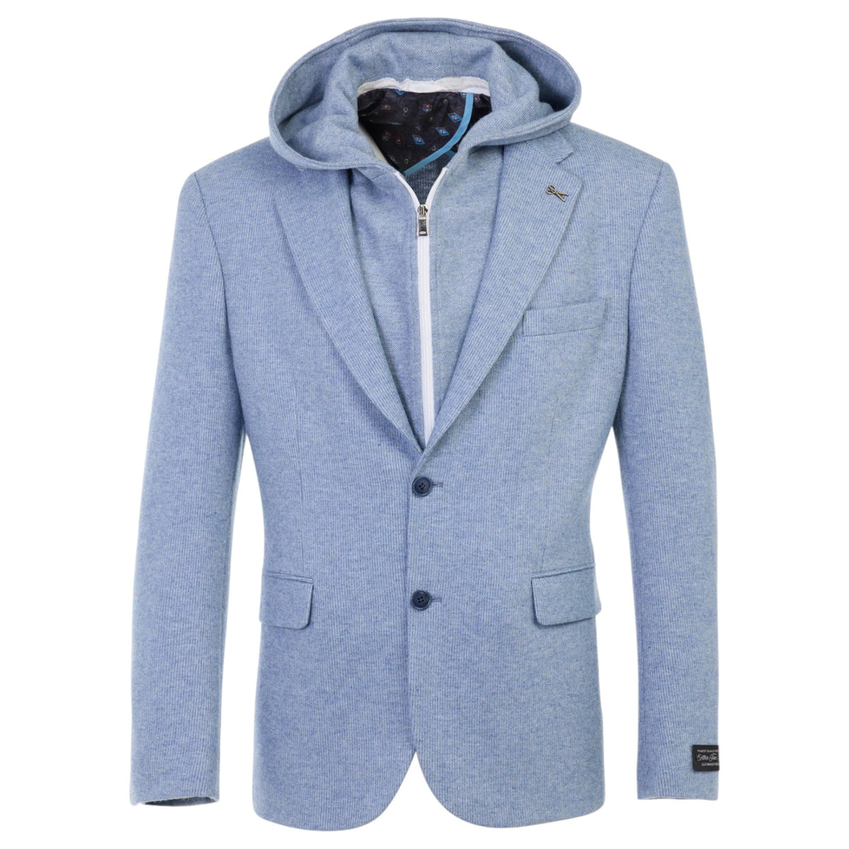 Luchiano Visconti METKHJ55 Merino Wool Sport Coat with Detachable Hood