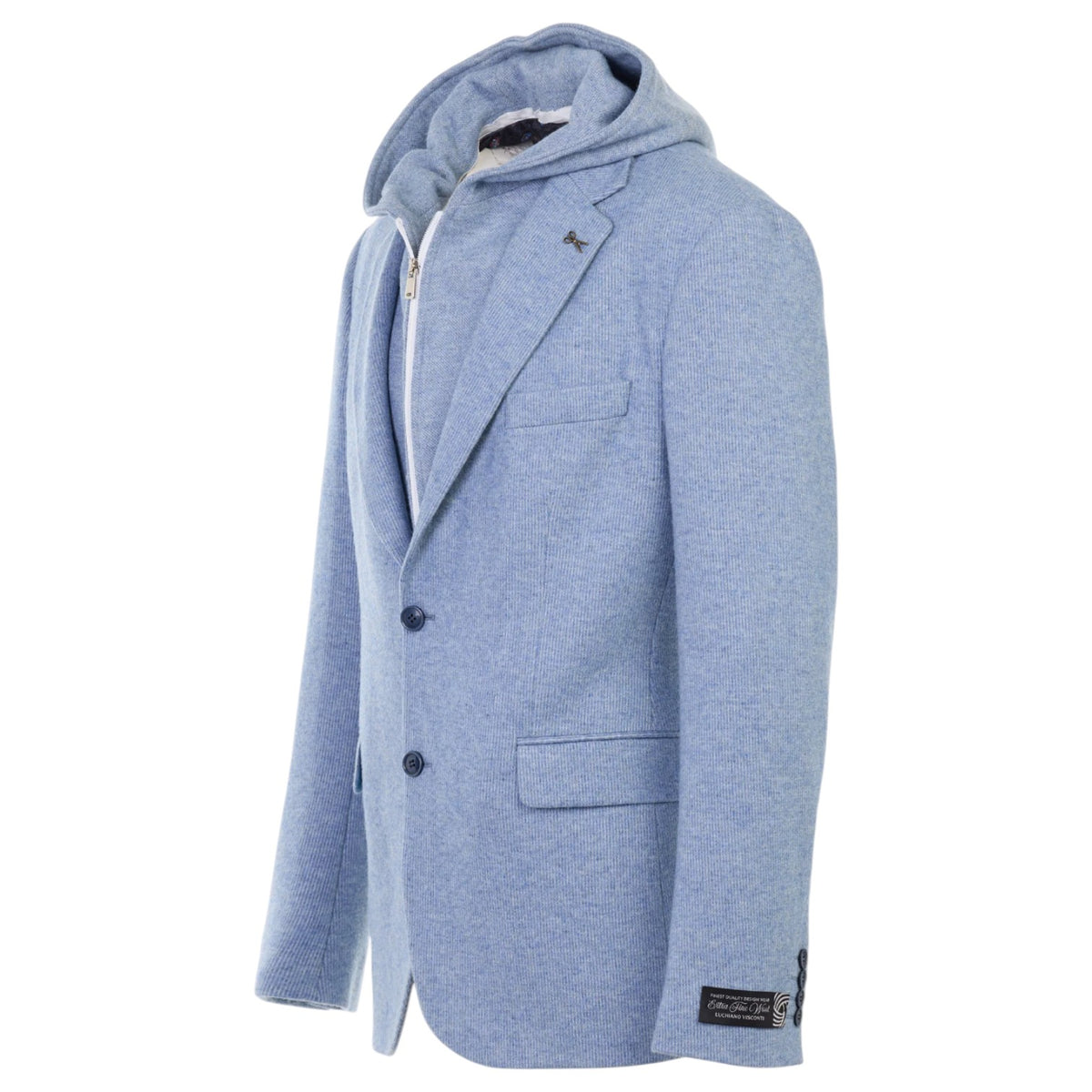Luchiano Visconti METKHJ55 Merino Wool Sport Coat with Detachable Hood