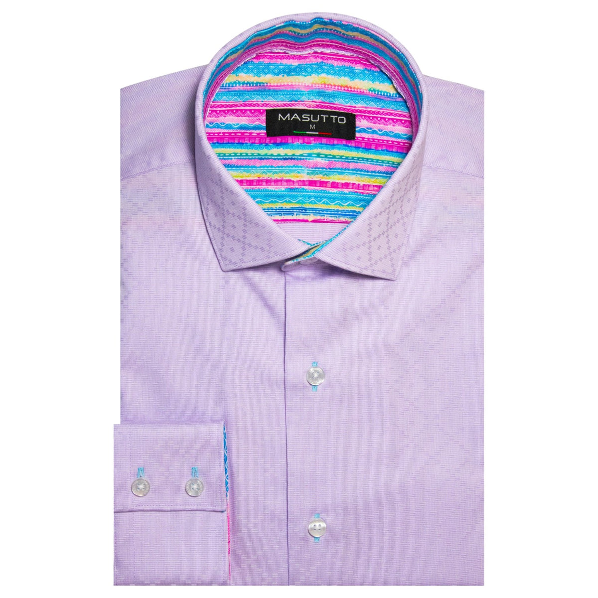 Masutto Button Down Shirt In Purple Leeds/06