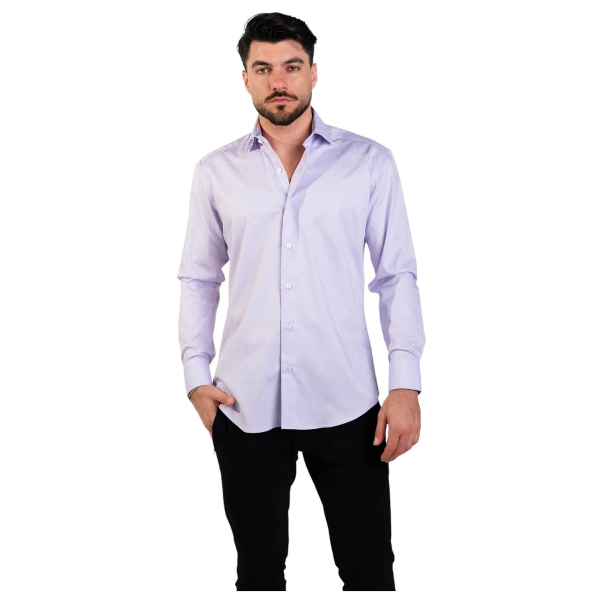 Masutto Button Down Shirt In Purple Leeds/06
