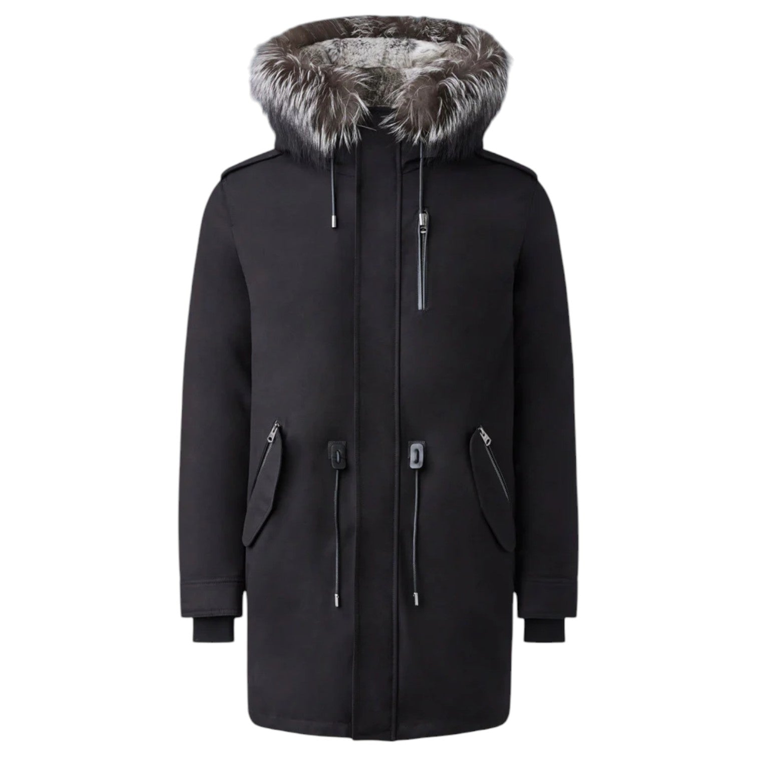 Mackage Moritz Rabbit Fur-Tined Twill Parka With Removable Silver
