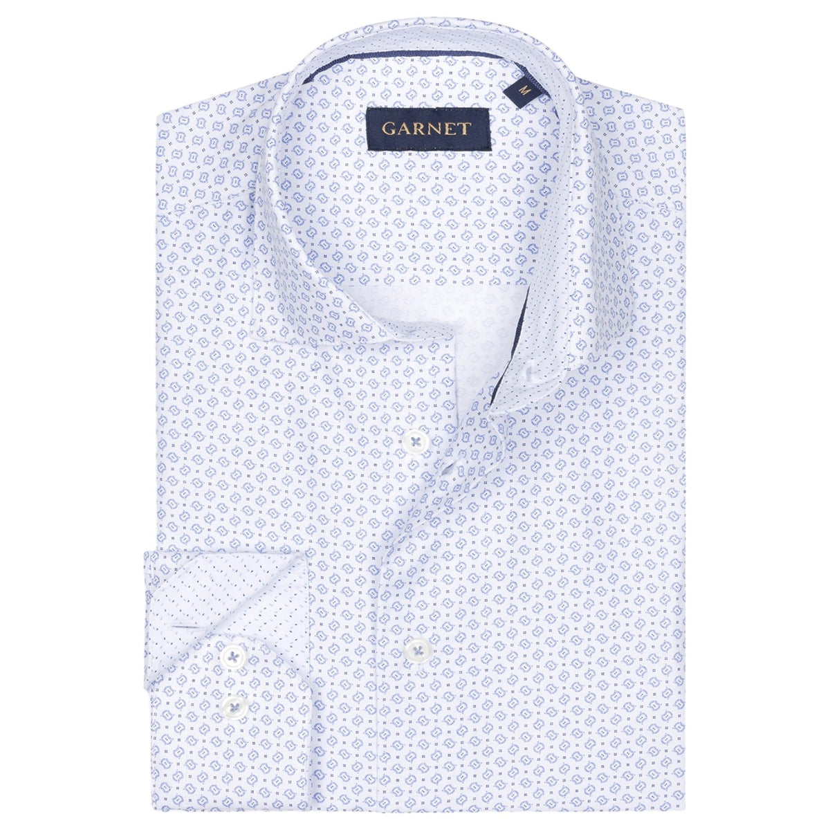 Garnet Men's Sport Shirts L/S 2411027 1-1 White/Blue