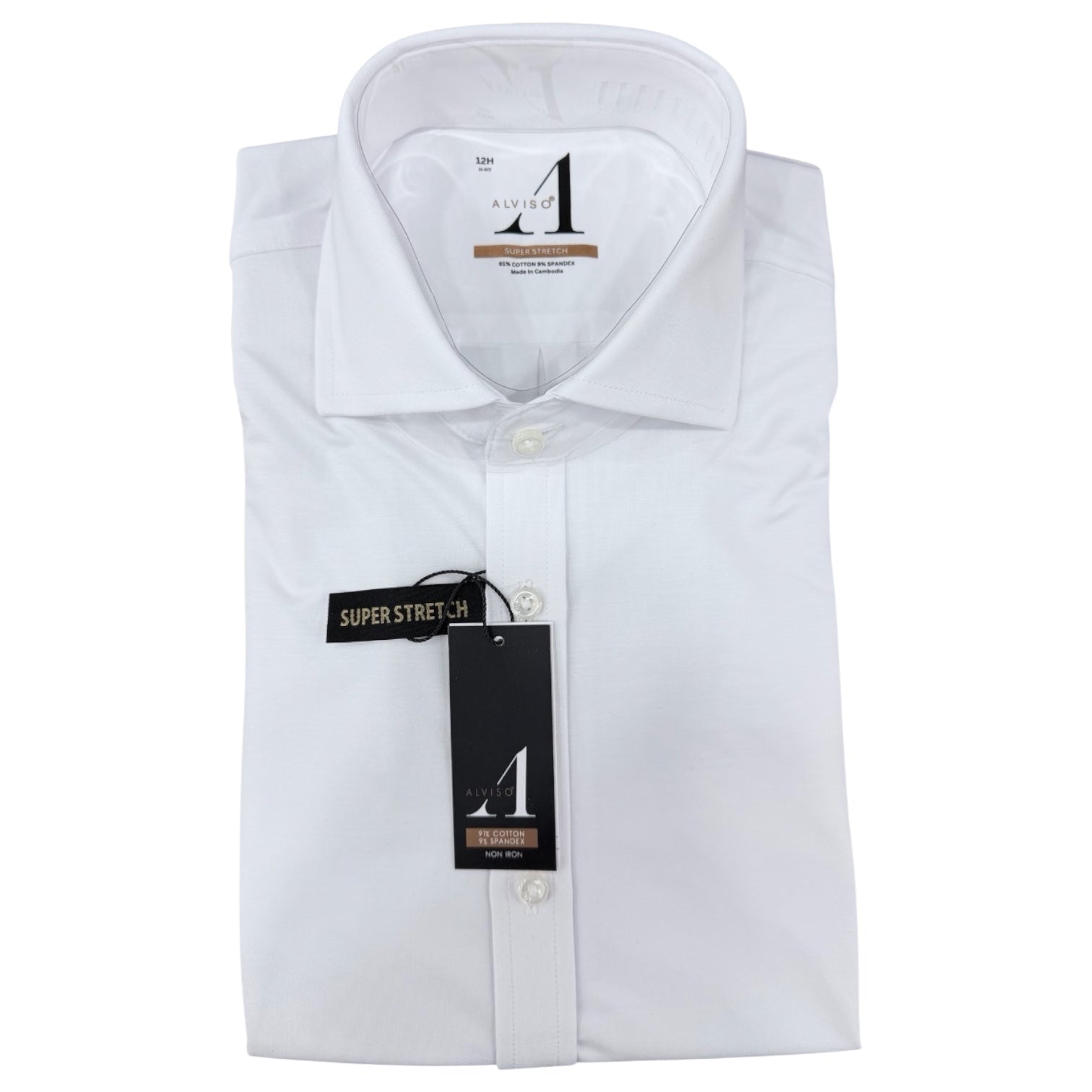 alviso dress shirts Alviso Boys White Super Stretch Shirt Slim / White / 10