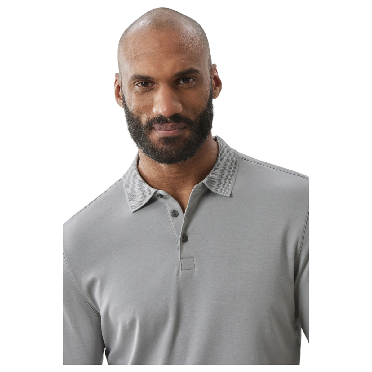 Robert Barakett Long-Sleeve Polo In Griffin Grey RB01384 Griffin Grey