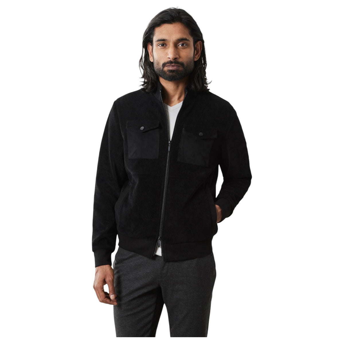 Robert Barakett Dunbar Dbl Fabric Jacket In Black RB32084 Black