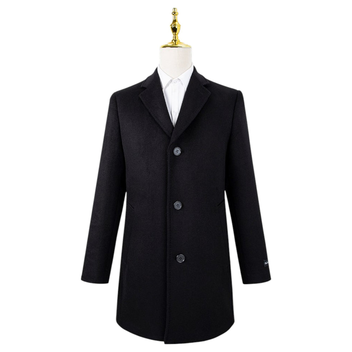 Bresciani Men's Long Coat In Wool And Cashmere RGB-O-Black