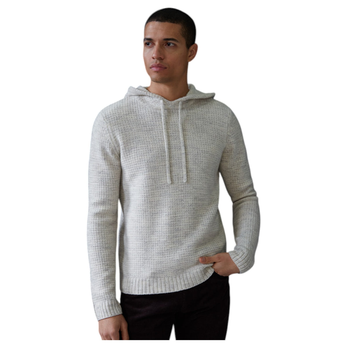 Autumn Cashmere Italian Waffle Hood Sweater Natural RNH51856