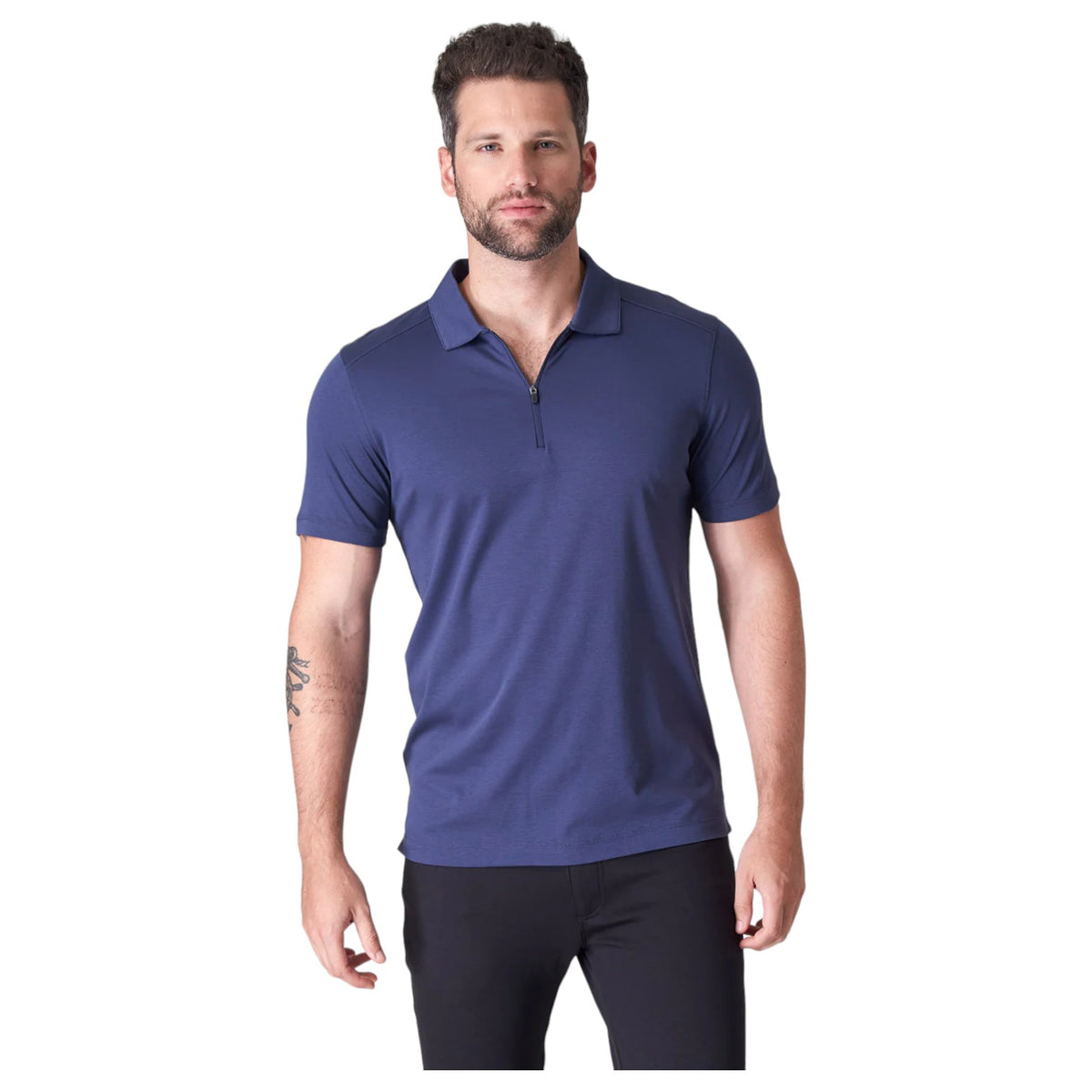 Raffi The Samuel Zip Up Polo Shirt In Midnight RW22586-Z Midnight