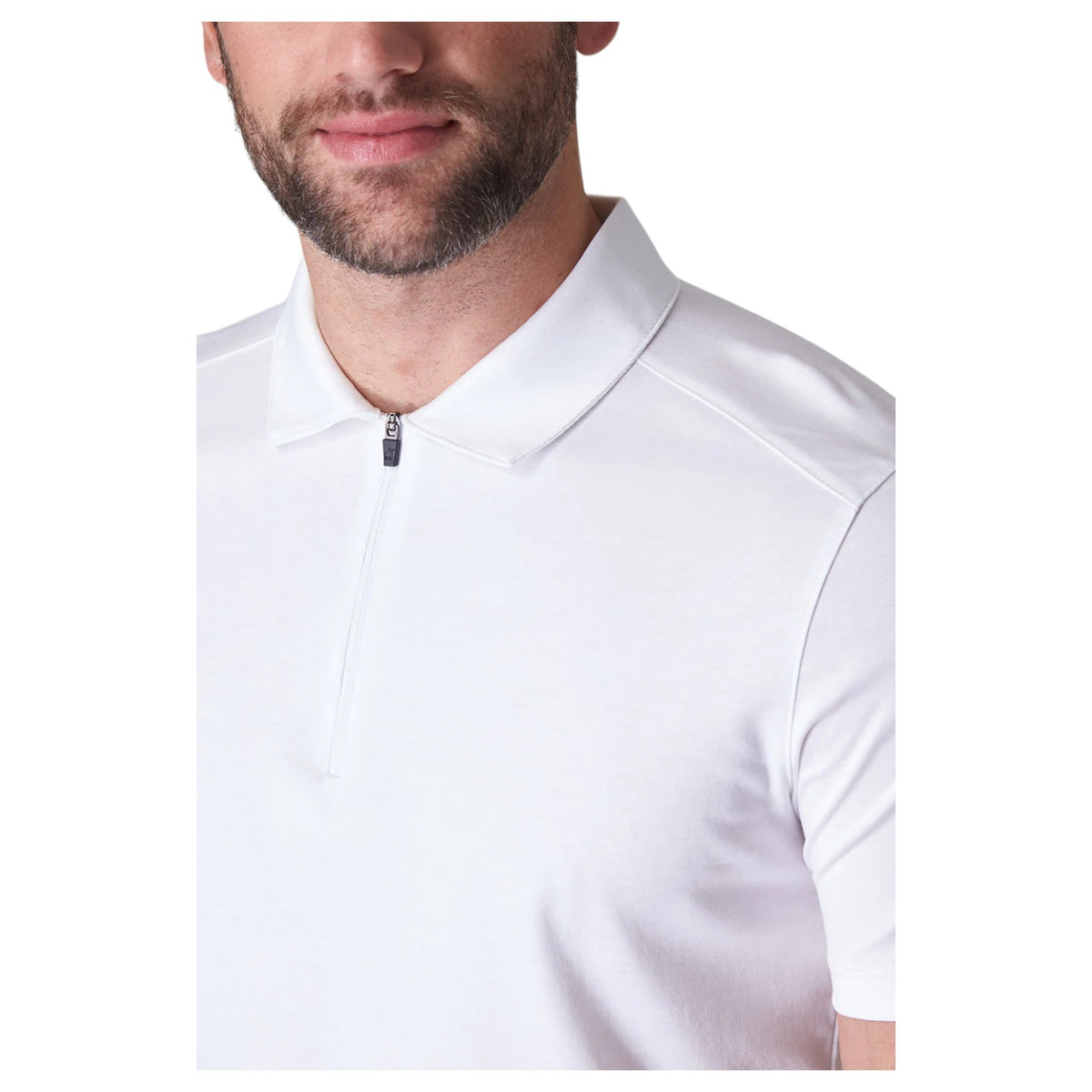 Raffi The Samuel Zip Up Polo Shirt In White RW22586-Z White