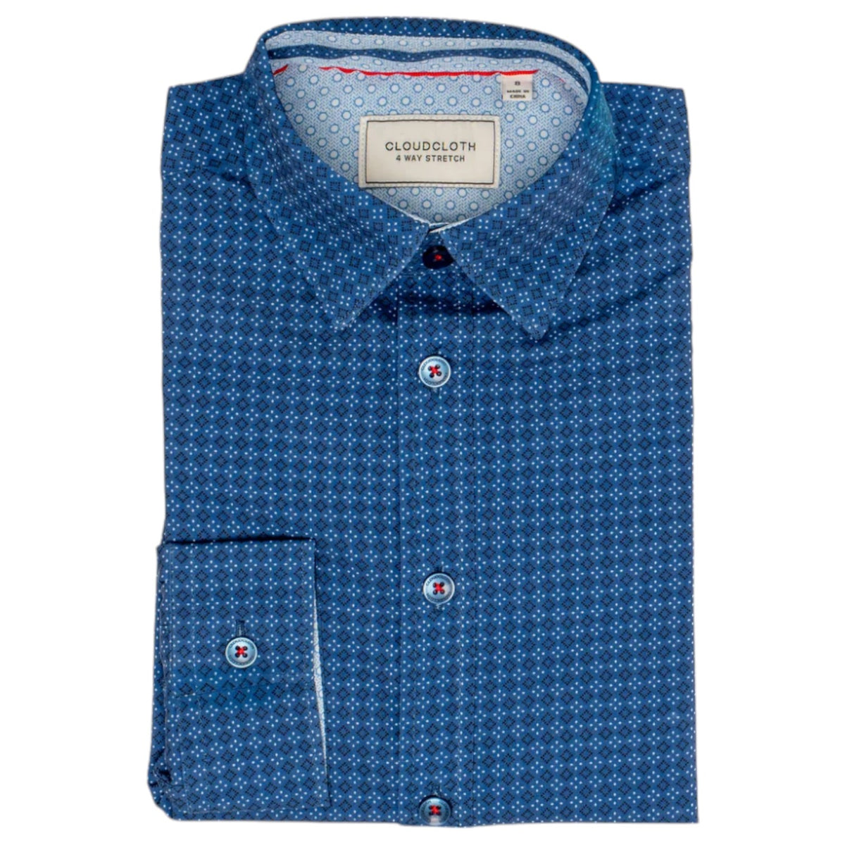 AXNY Boy's Shirt In Dark Blue/ Navy Dotted Diamonds SH9905