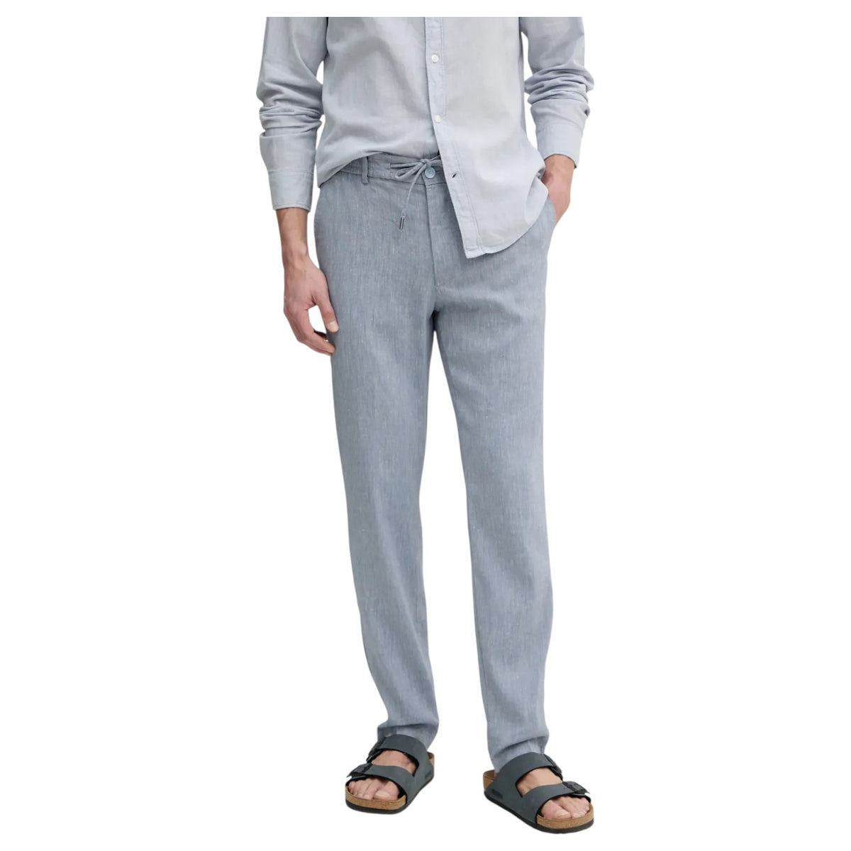 BOSS Casual Trousers In Linen In Pastel L.Blue 50540480