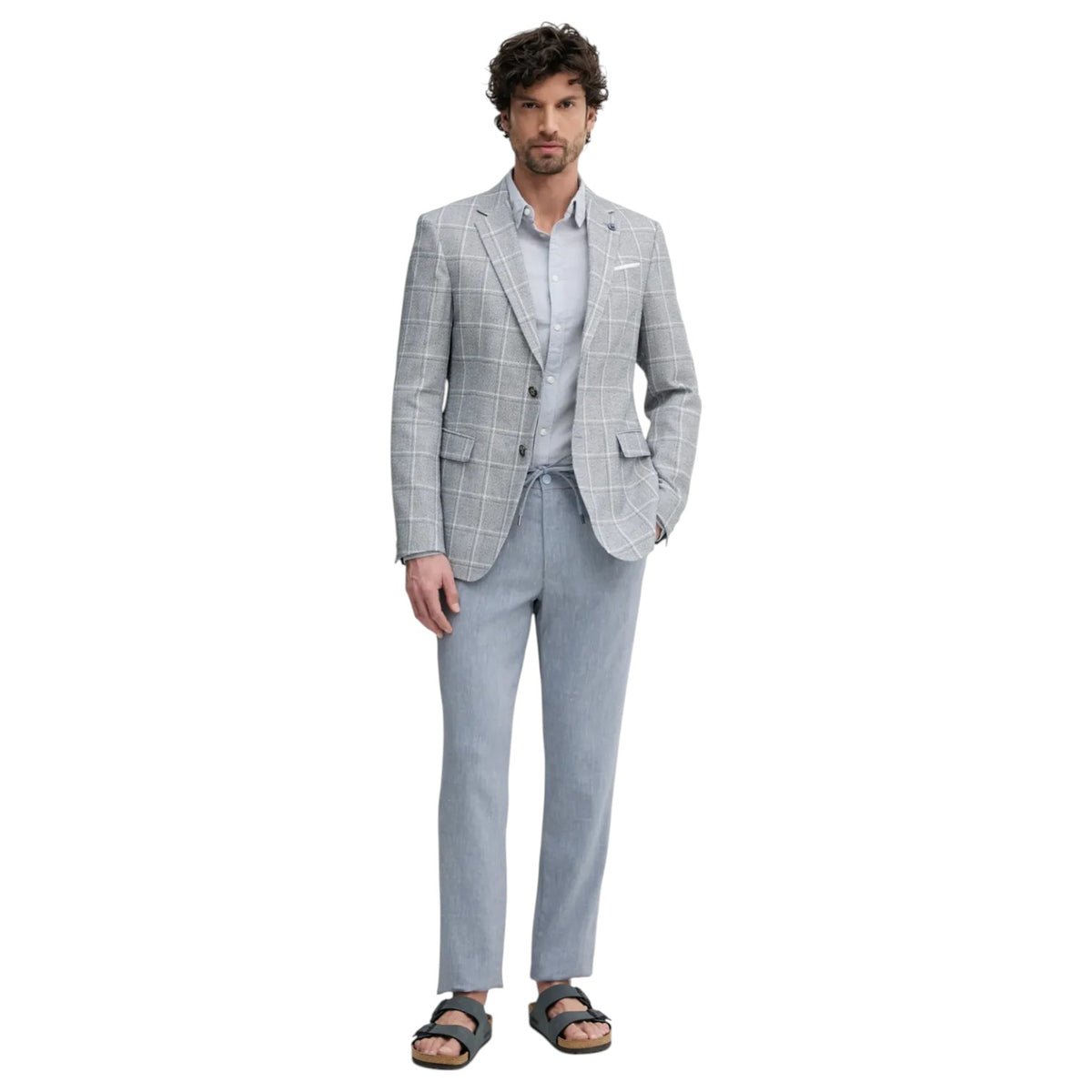 BOSS Casual Trousers In Linen In Pastel L.Blue 50540480