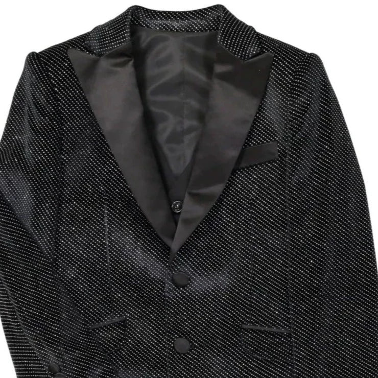 AXNY Boys' 3-Piece Sparkle Tux with Peak Lapel & Black Pants ST2375 BLACK