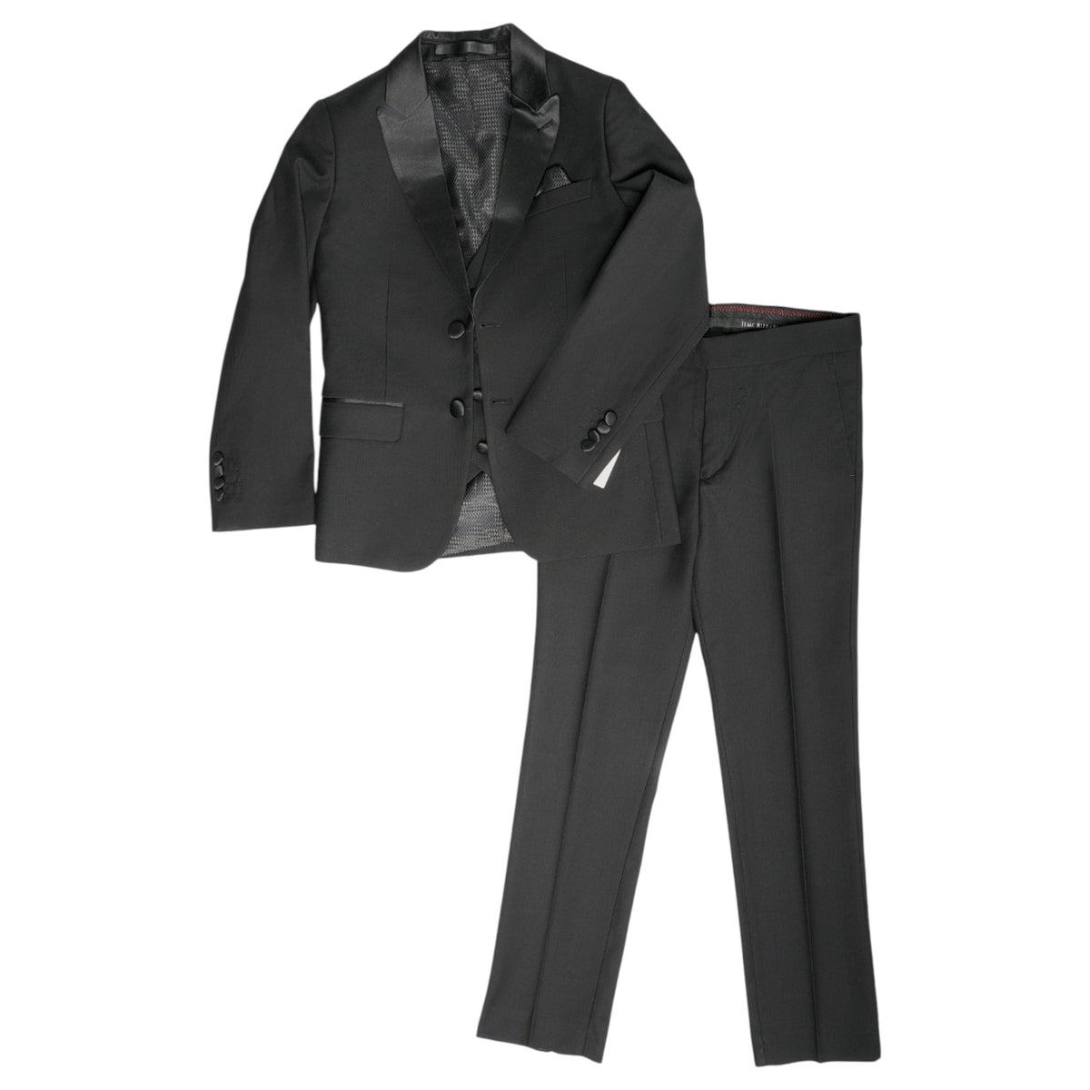 Isaac Mizrahi Boys' 3Pc Black Peak Lapel Tuxedo ST2500 Black