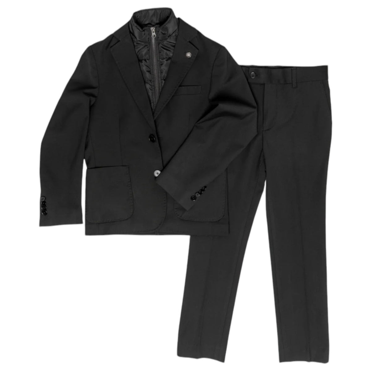 CloudCloth 2 Piece Boys Suit In Black With Zipper ST2718 Black Zipper