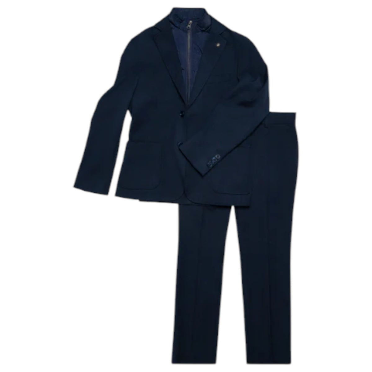 CloudCloth 2 Piece Boys Suit In Navy With Zipper ST2718 Navy Zipper