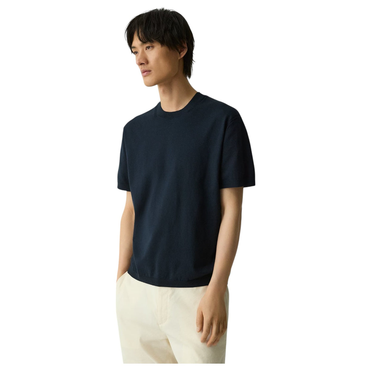 Theory Relaxed Crewneck Tee in Cotton Light Twist In Navy P0584704 Navy