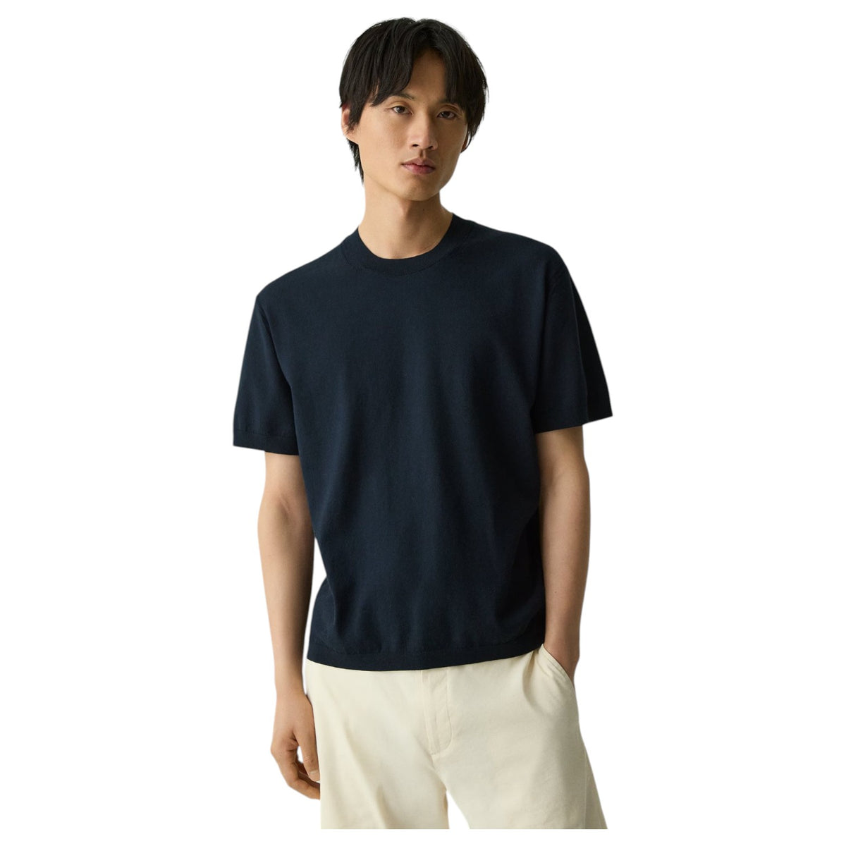 Theory Relaxed Crewneck Tee in Cotton Light Twist In Navy P0584704 Navy