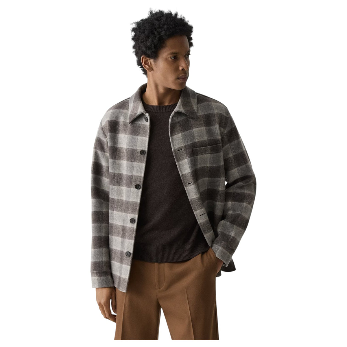 Theory Overshirt in Checked Double-Face Wool-Cashmere