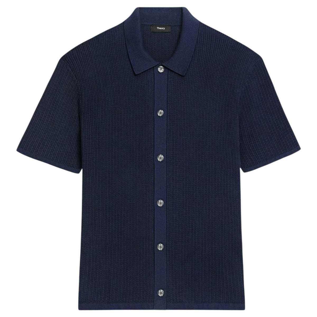 Theory Mesh Button-Up Shirt in Cotton Q0484702 Baltic