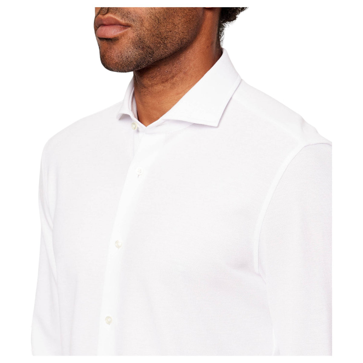 BOSS Cotton Knit Stretch Shirt – Slim Fit Spread Collar 50556106