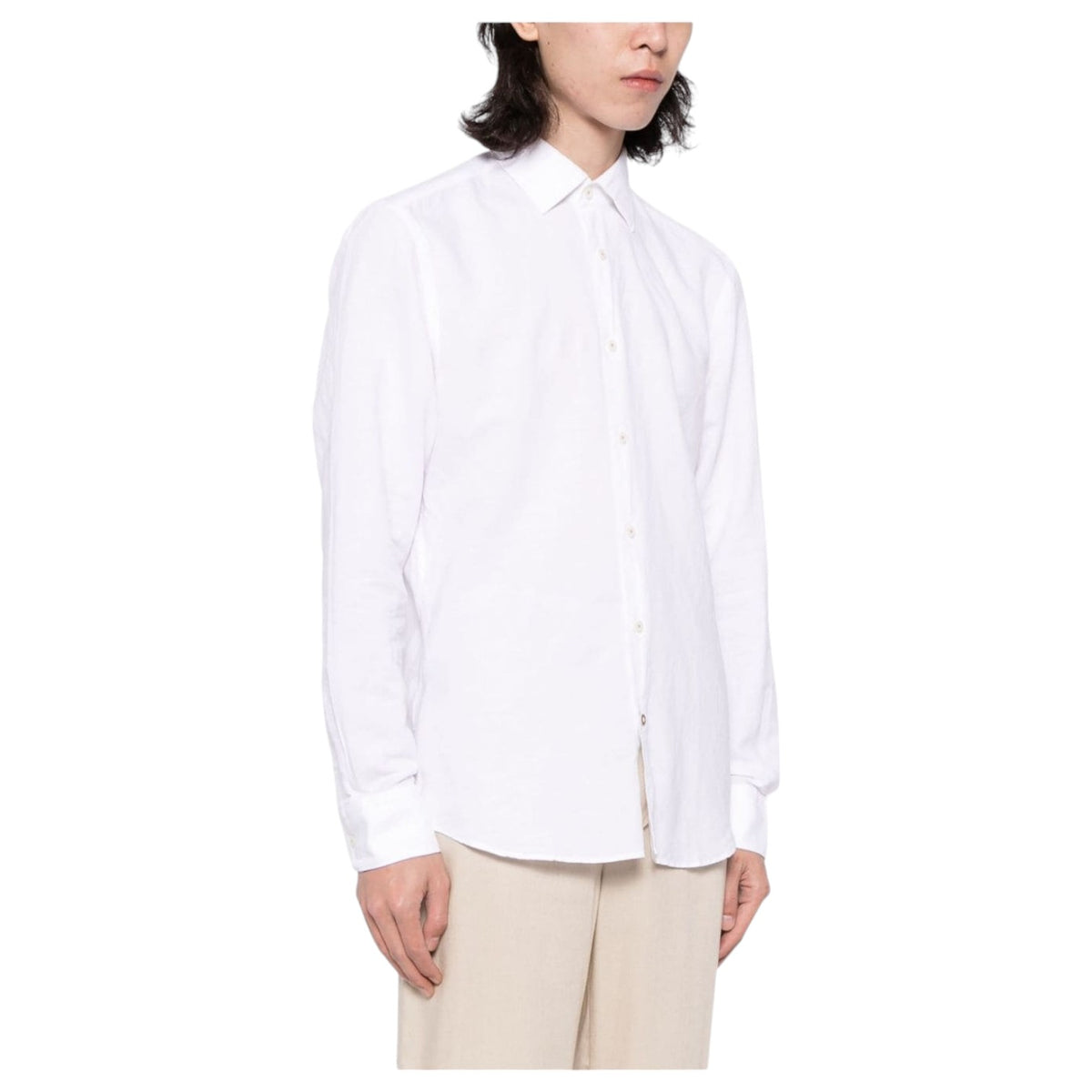 Boss Long Sleeve Linen/Cotton Shirt White 50513661-100