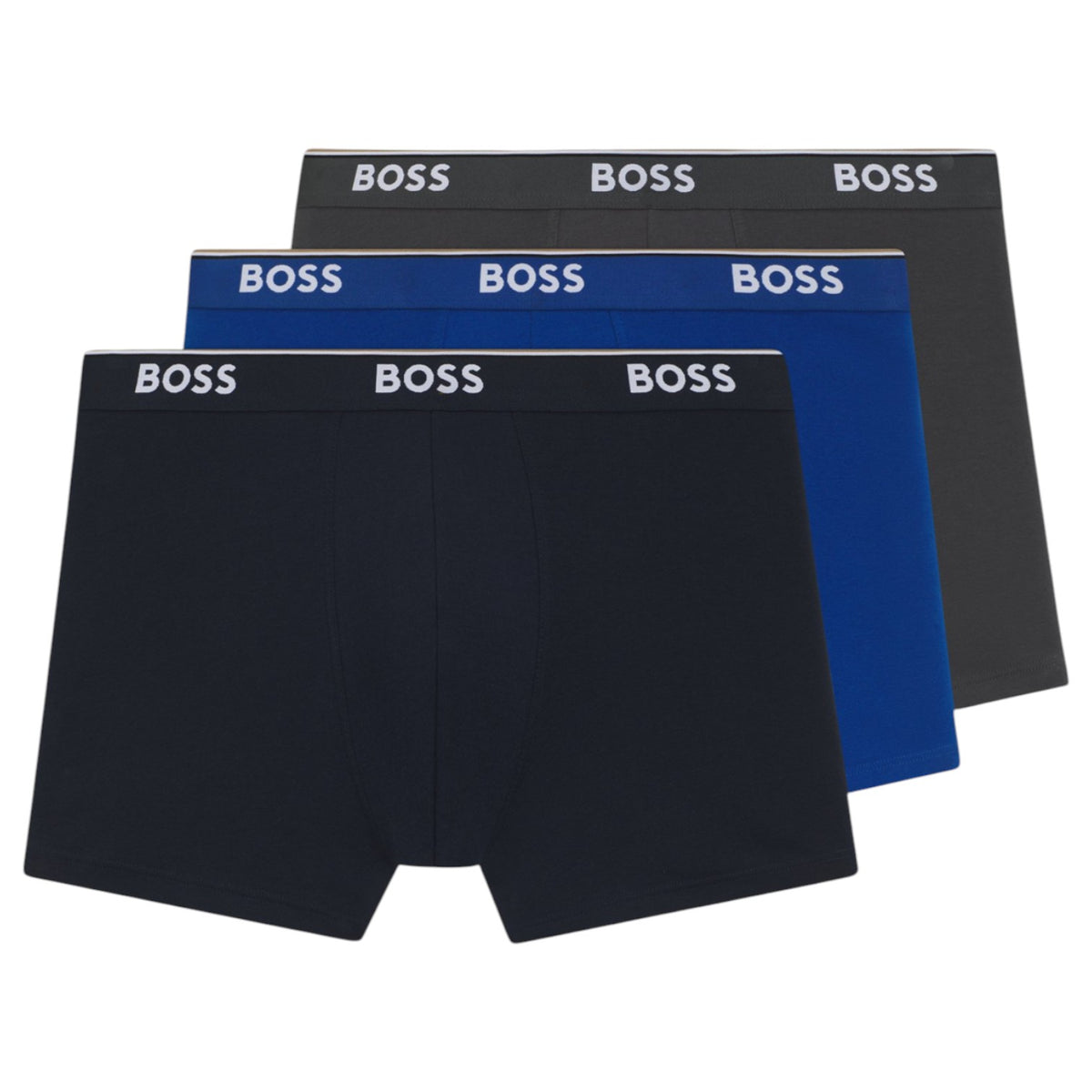 Men's Three Pack of Cotton Stretch Boxer Briefs with Logo Waistband