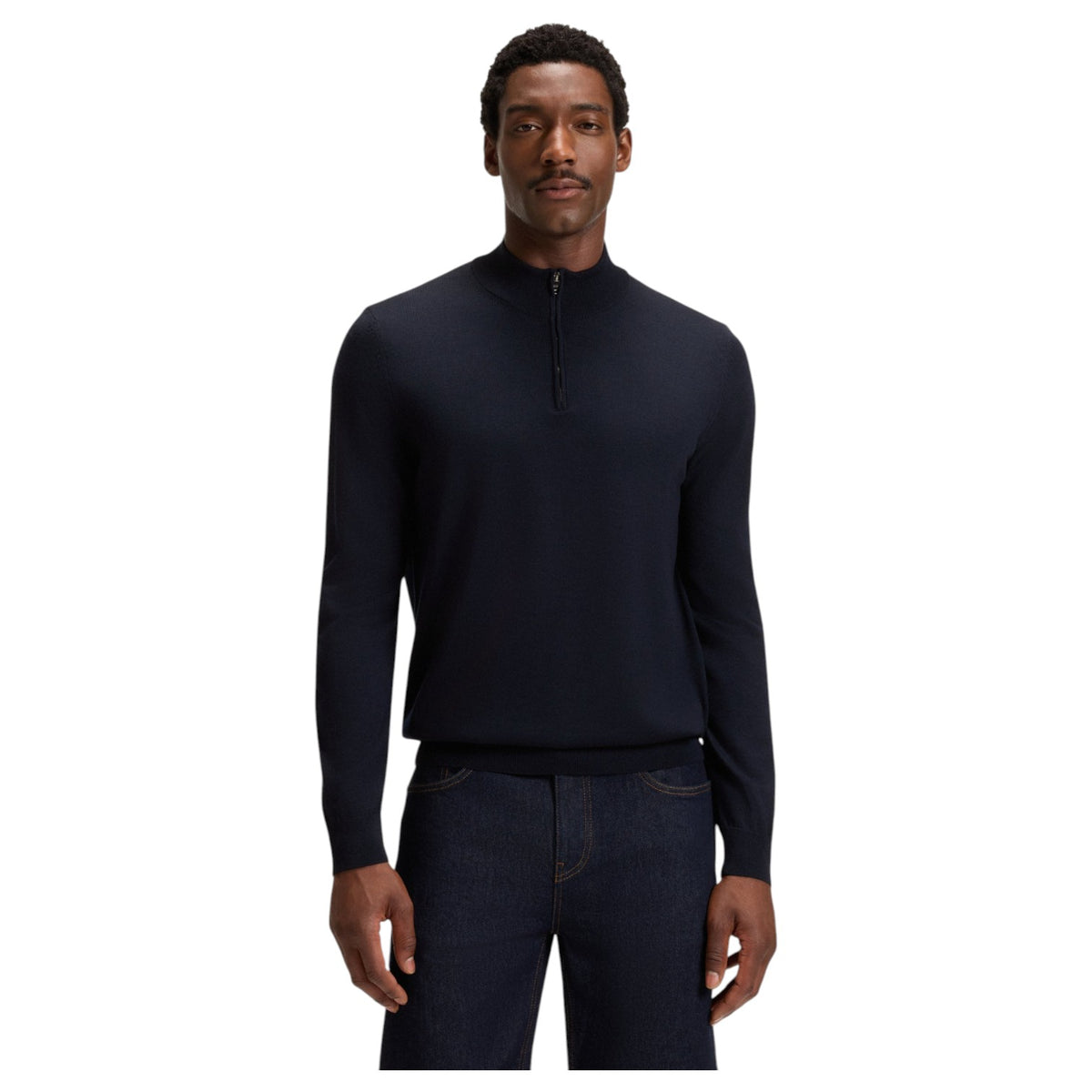 Hugo Boss Zip-neck sweater in virgin wool 50528300