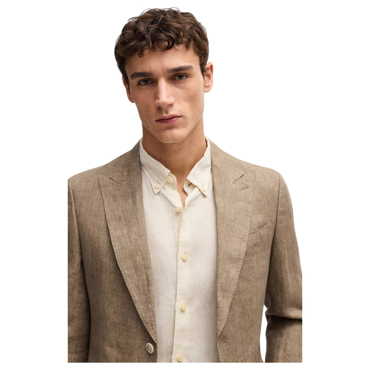 BOSS Men's Light Beige Linen Shirt Hugo Boss 50529137 131
