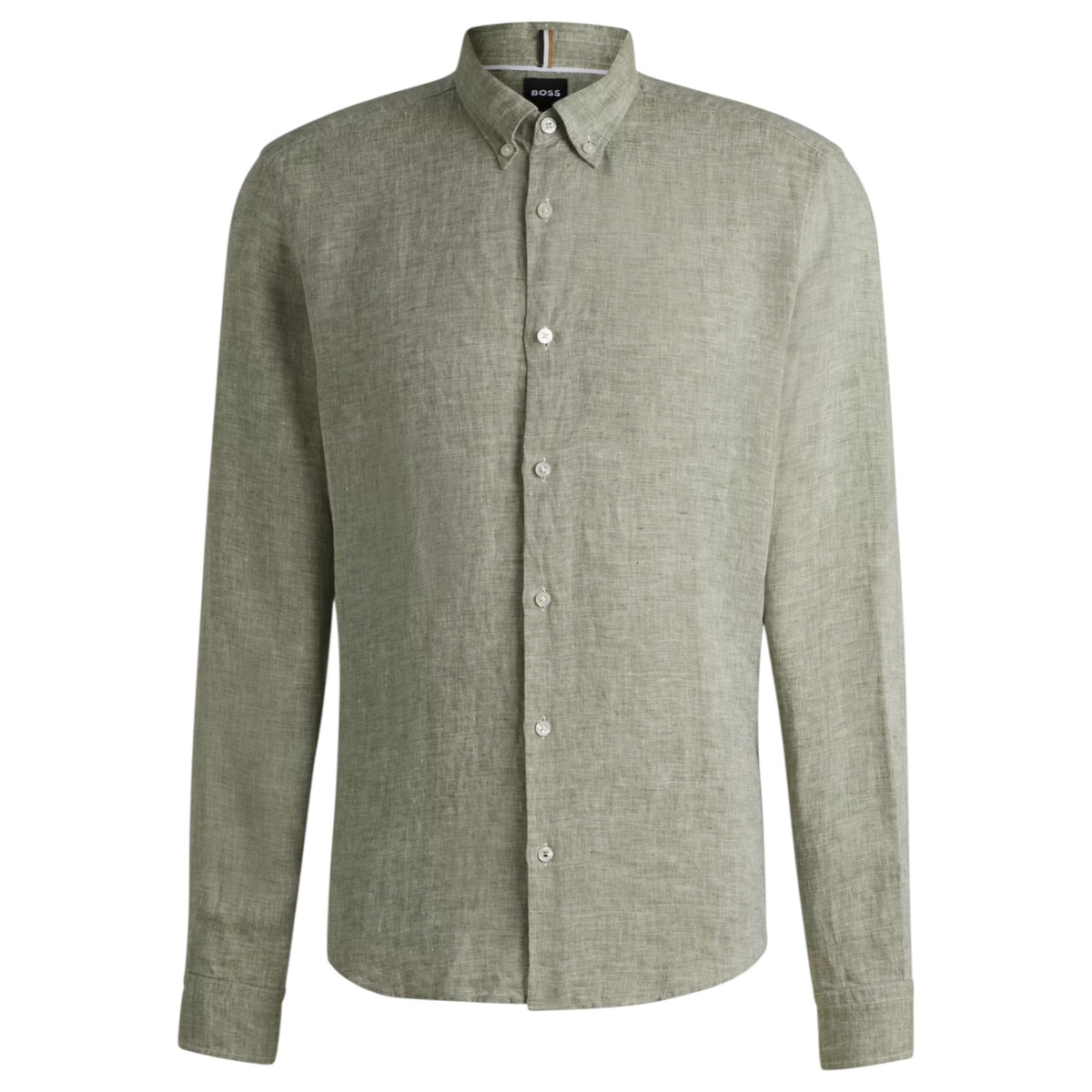 BOSS Men's Light Green Linen Shirt Hugo Boss 50529137 311