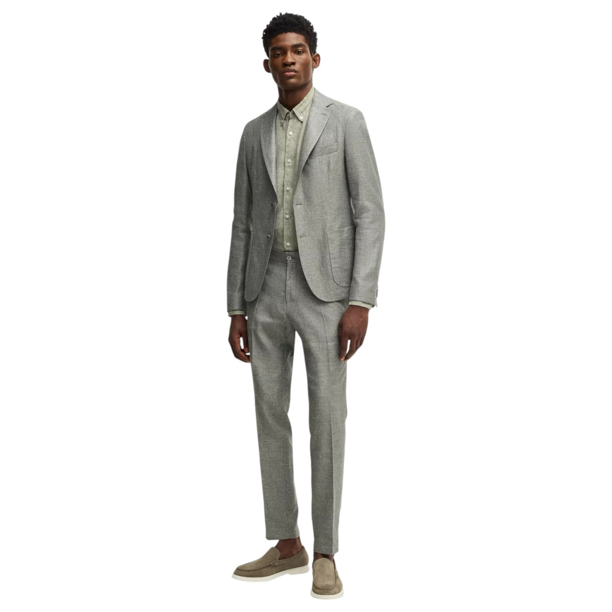 BOSS Men's Light Green Linen Shirt Hugo Boss 50529137 311
