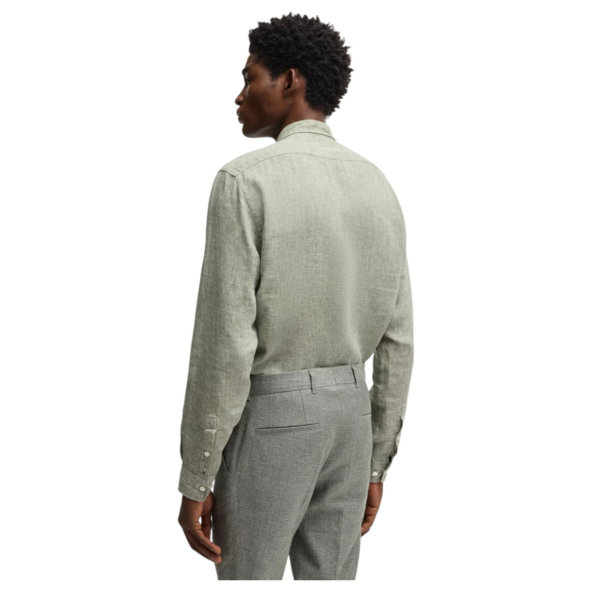 BOSS Men's Light Green Linen Shirt Hugo Boss 50529137 311
