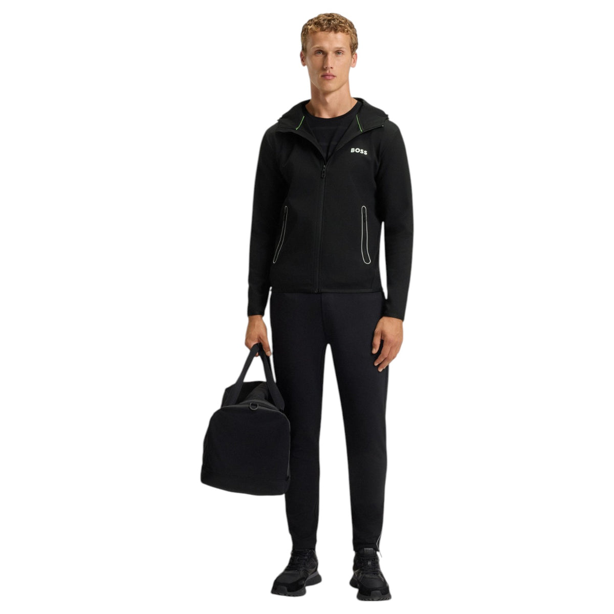 Boss Active Stretch-Gabardine Zip-Up Hoodie With Pants Thermoregulating Technology