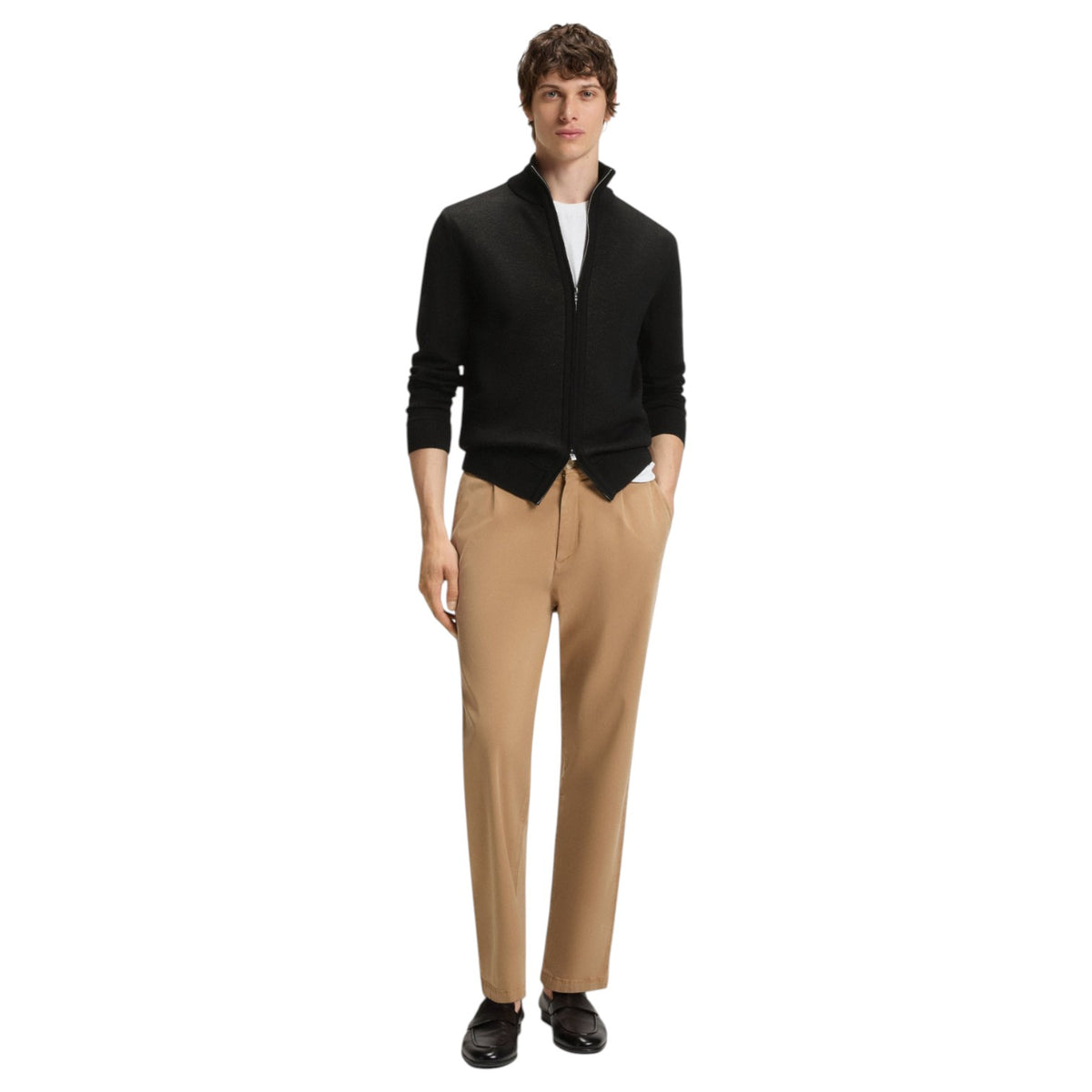 Boss Zip-Up Cardigan In Virgin Wool 50543153