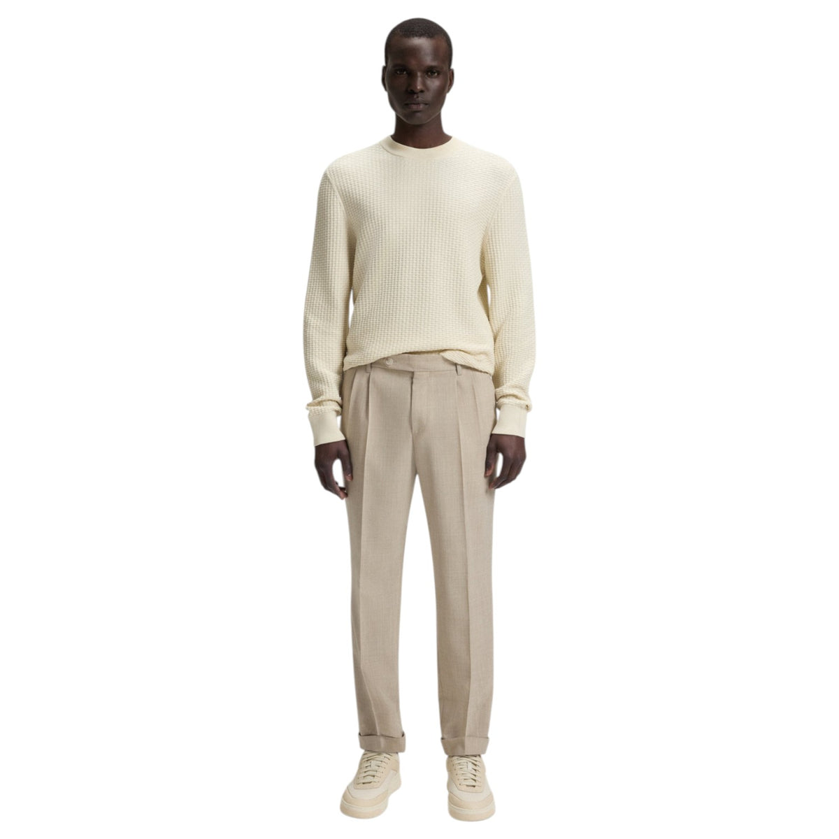 Boss Cotton Sweater With Knitted Structure