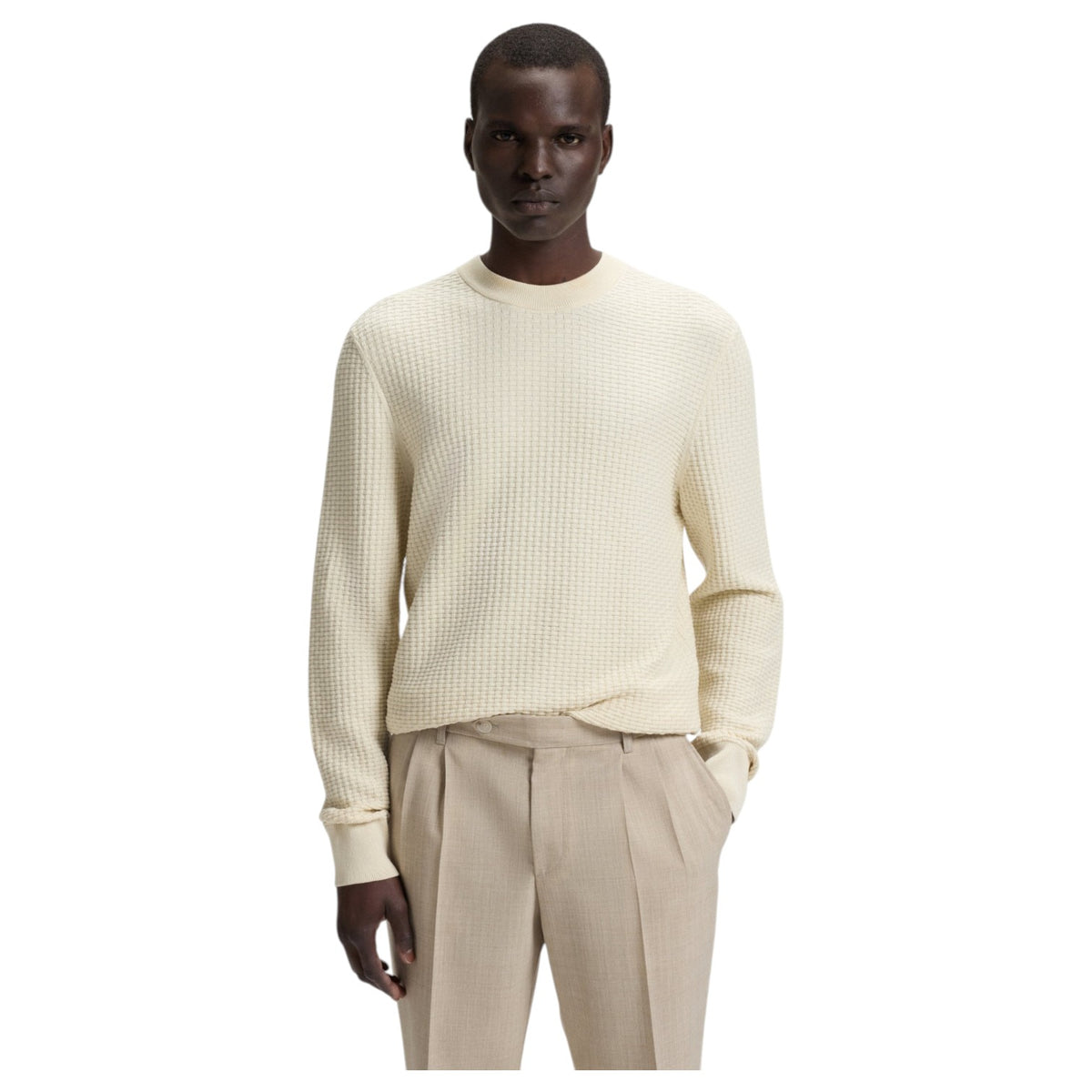 Boss Cotton Sweater With Knitted Structure