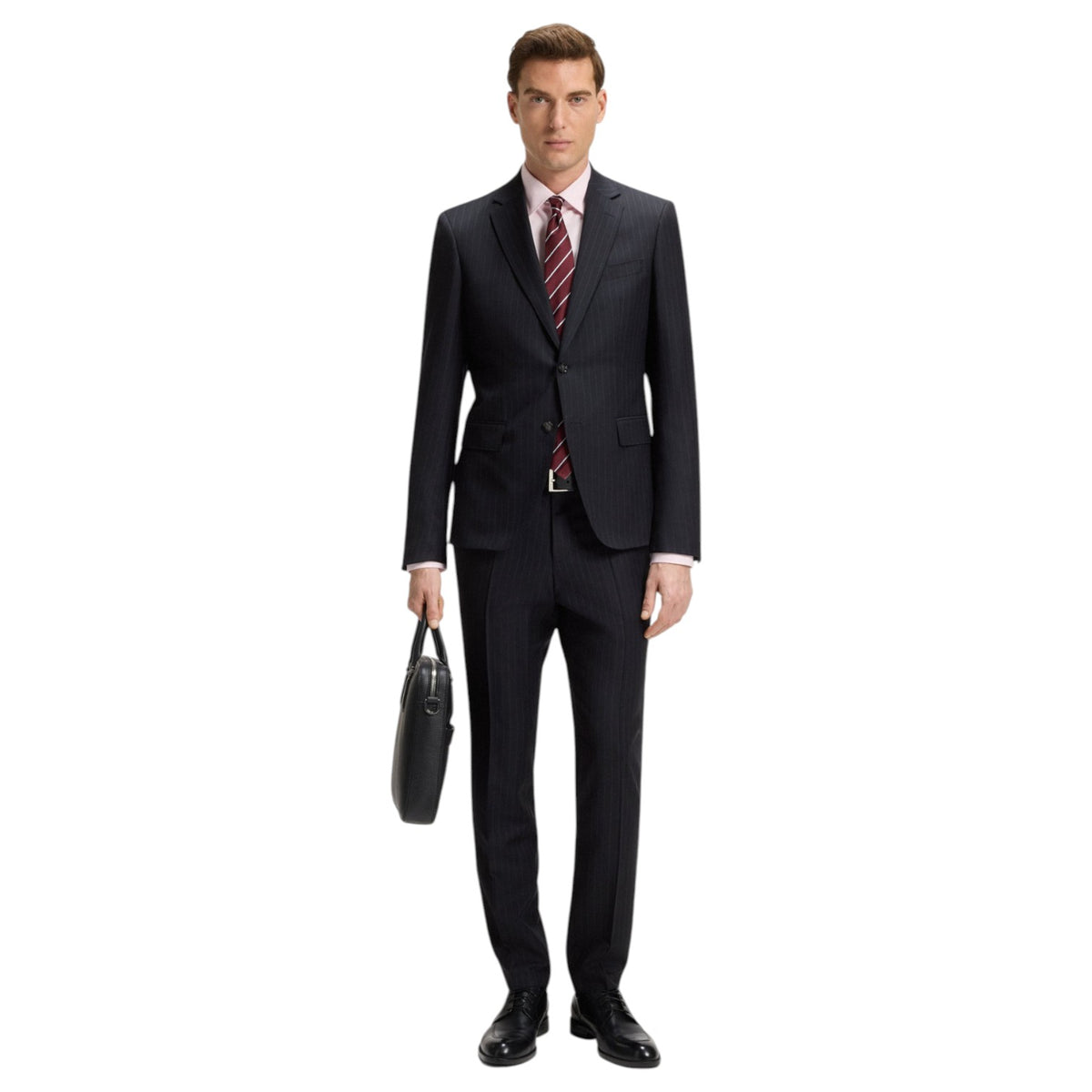 Boss Slim-Fit Suit In Striped Virgin Wool 50546121