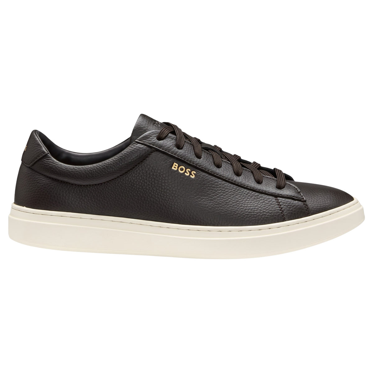 BOSS Men's Kieran Grained-Leather Sneakers with Gold Logo