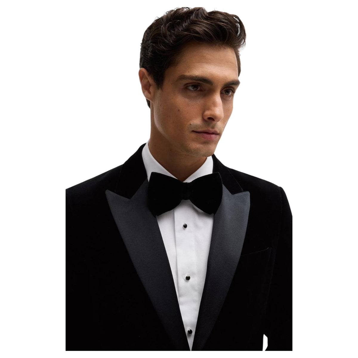 Boss Slim-fit tuxedo jacket in pure-cotton velvet 50484709 001 Black