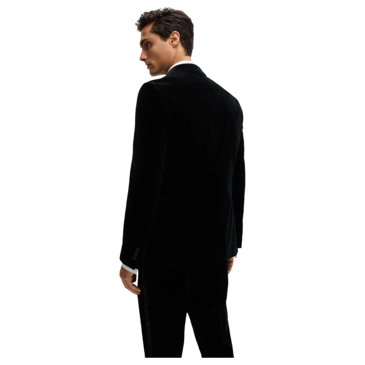 Boss Slim-fit tuxedo jacket in pure-cotton velvet 50484709 001 Black