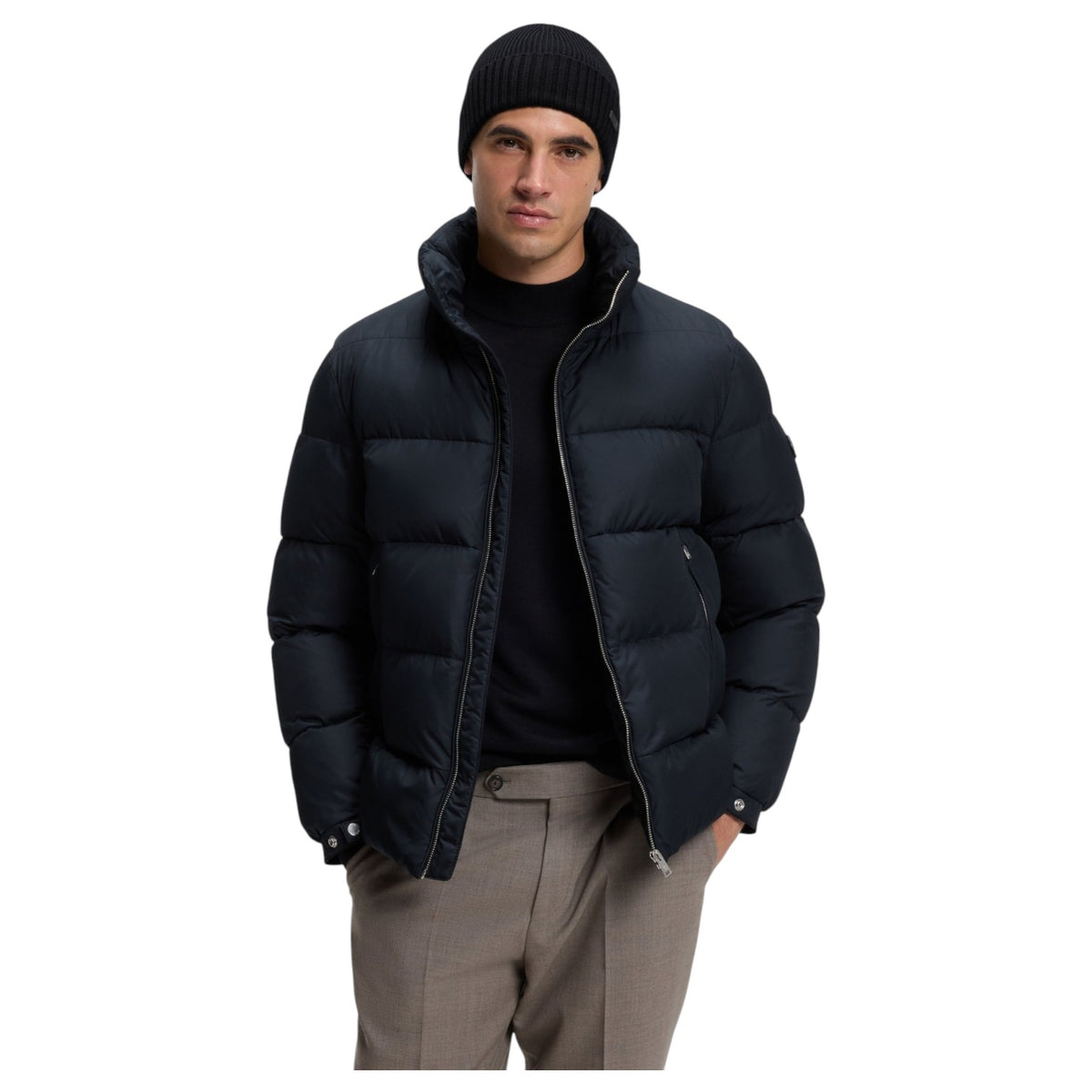 BOSS Men's Fati Rib-Knit Virgin Wool Beanie 50495306