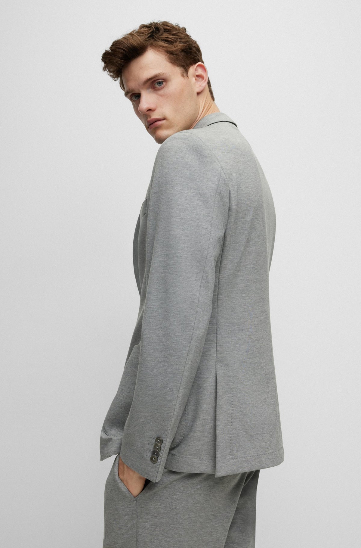 BOSS Men's Slim-Fit Jacket in Melange Stretch Jersey