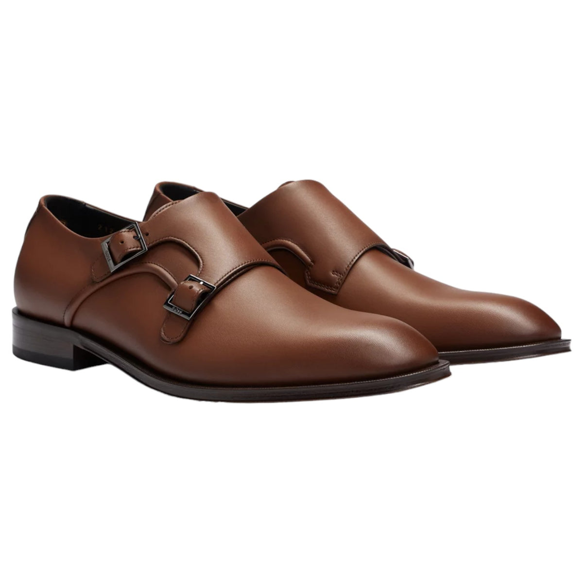 Boss Double-Monk Shoes In Smooth Leather With Metal Buckles 50514007-214