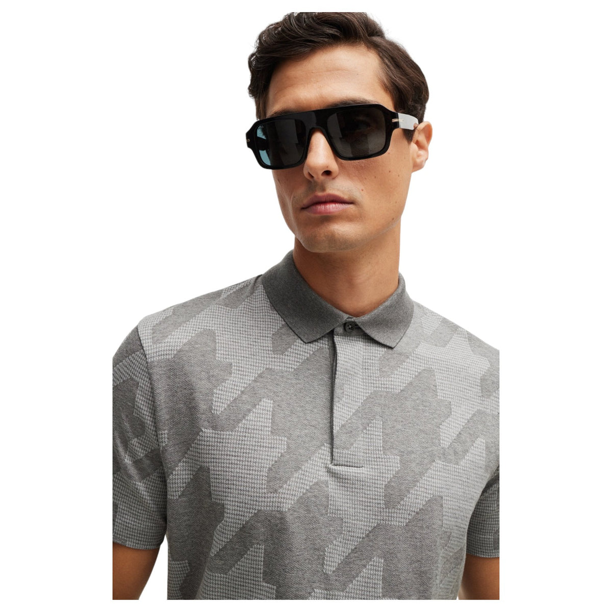 Boss C-Penrose 45 Mercerized-Cotton Slim-Fit Polo Shirt With Houndstooth Jacquard 50518875 041