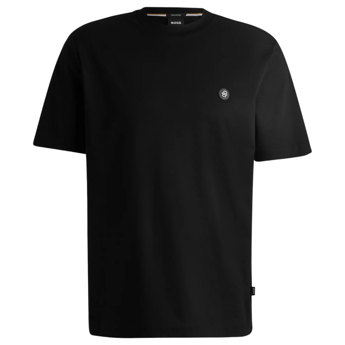 Boss Mercerized-Cotton T-Shirt With Double B Monogram In Navy 50520298 001 Black