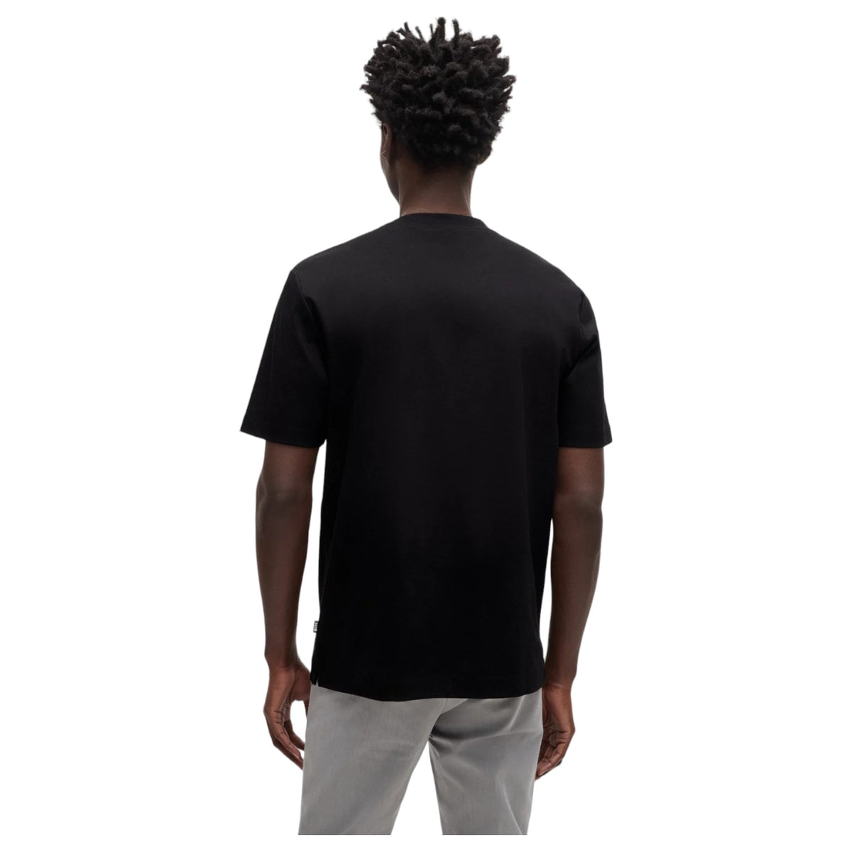 Boss Mercerized-Cotton T-Shirt With Double B Monogram In Navy 50520298 001 Black