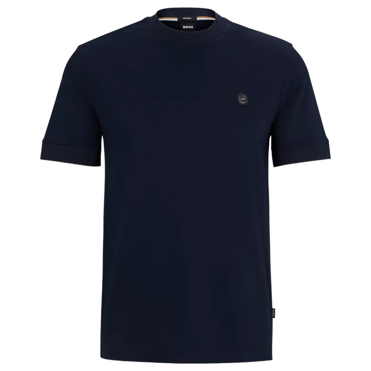 Boss Mercerized-Cotton T-Shirt With Double B Monogram In Navy 50520298 404 Navy
