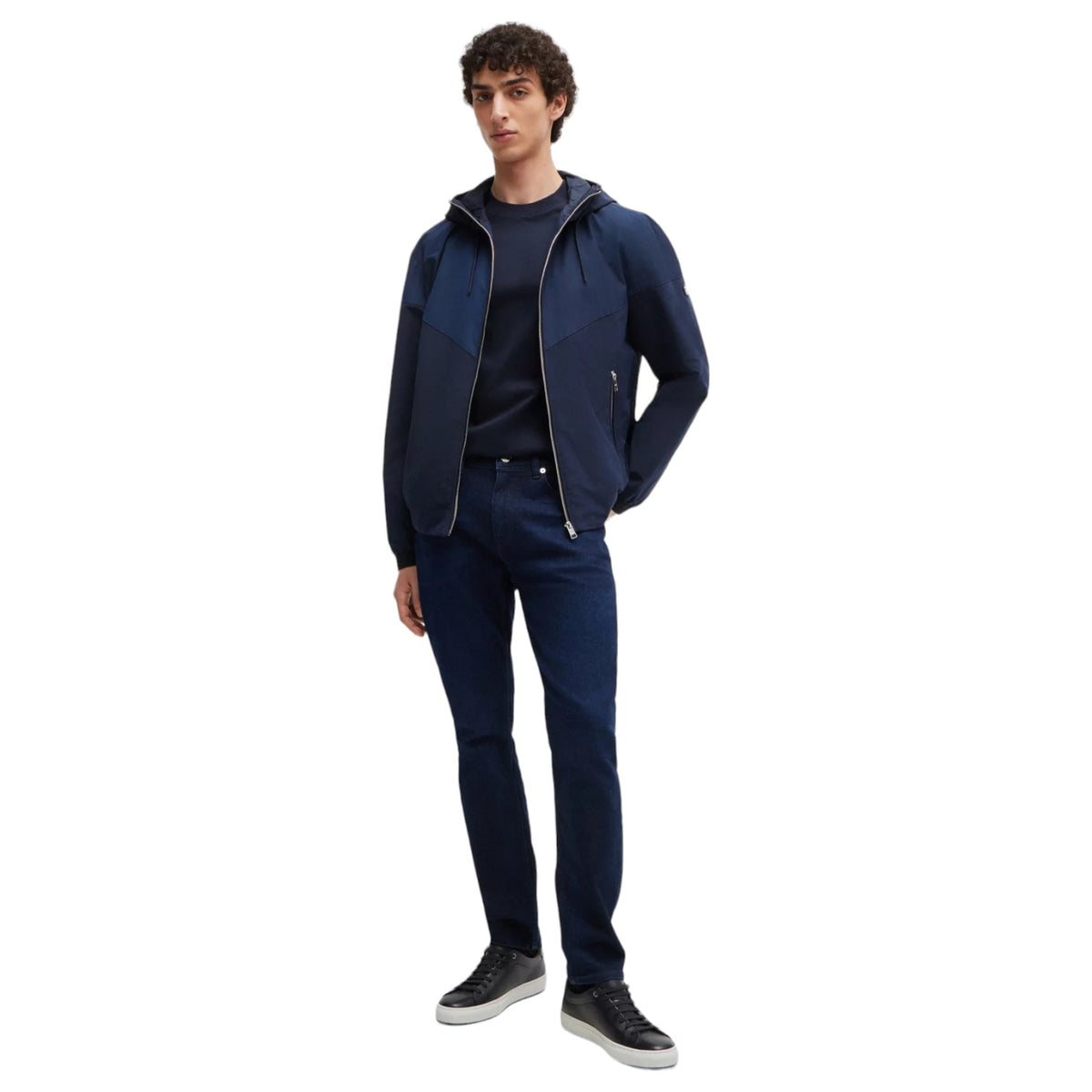 Boss Mercerized-Cotton T-Shirt With Double B Monogram In Navy 50520298 404 Navy