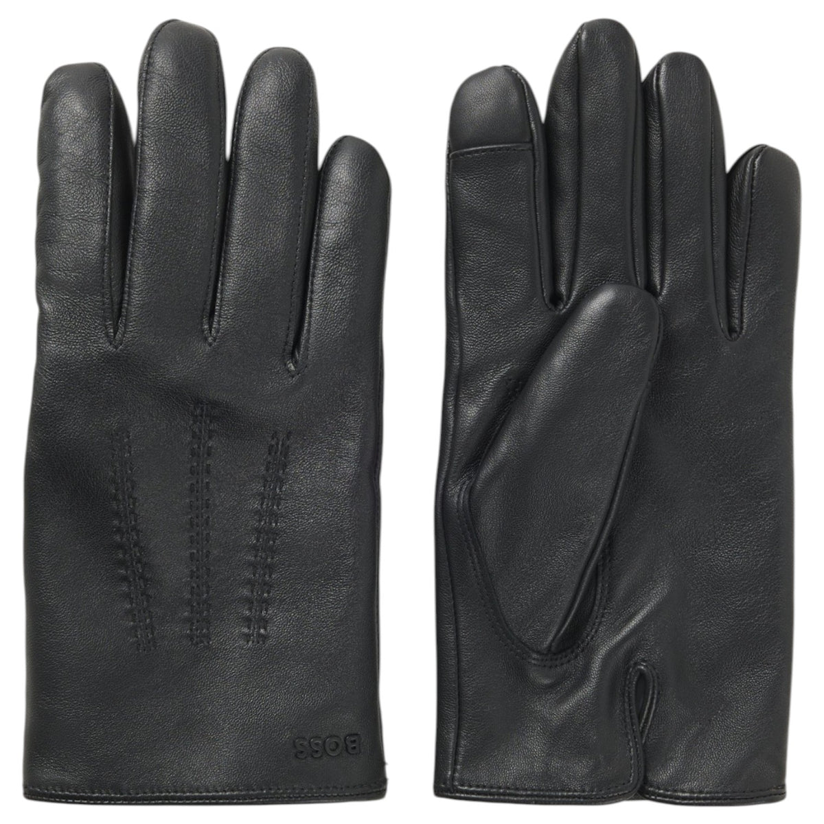 BOSS Men's Hainz Leather Gloves with Wool-Blend Lining 50526681-001